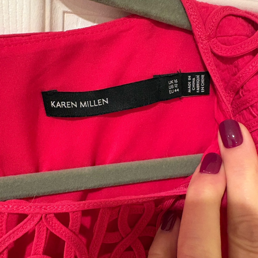 Karen Millen Bold Pink Mini Dress - Picture 2 of 2
